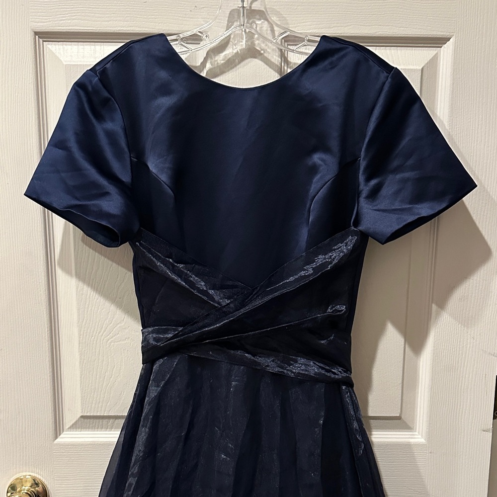 Elegant Navy Blue Prom Formal Wrap Dress
